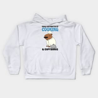 Easily Distracted by Cooking and Capybaras Kids Hoodie